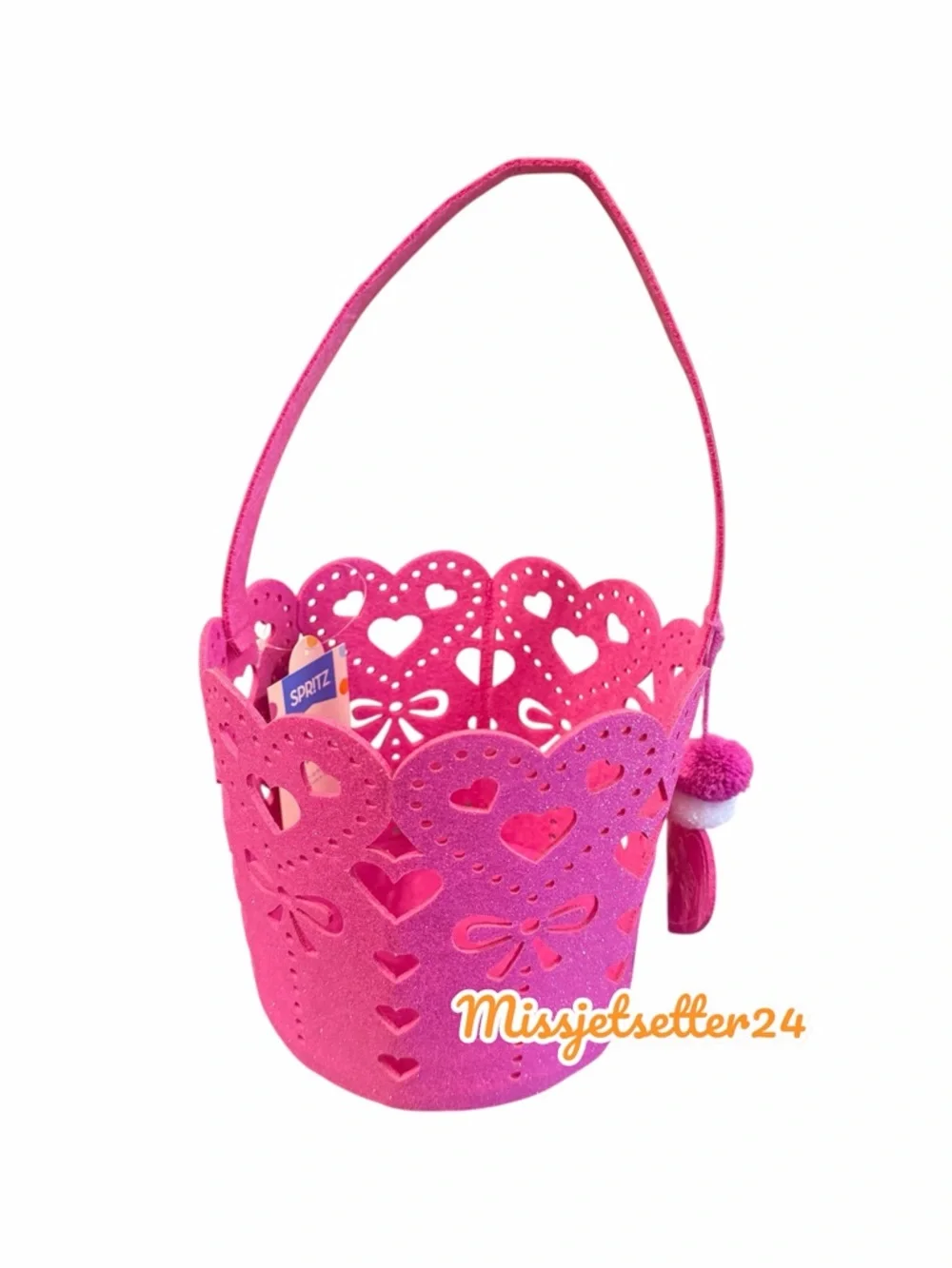 Target Spritz Pink Glitter Heart Bow Cut Out Gift Basket NWT Valentines 2026